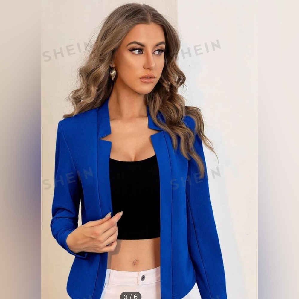 Solid notch neck blazer